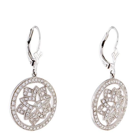 Vintage 18k Natural Diamond Drop Earrings - Picture 3 of 10